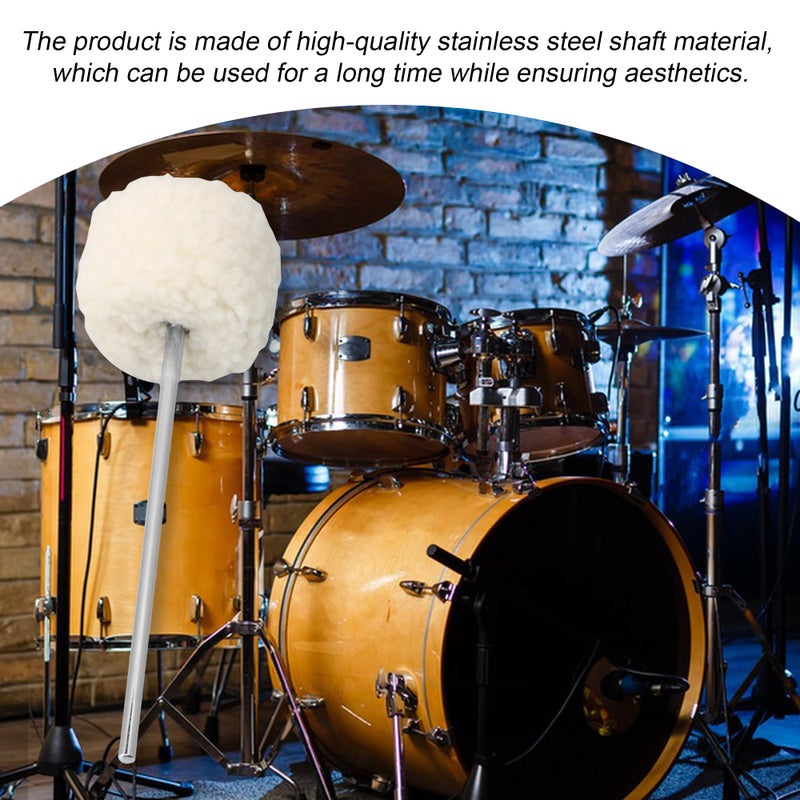 lovermusic Lovermusic 19.4x0.6cm Stainless Steel Shaft Bass Kick Drum Beater White Felt Pedal Beater Head Drum Instrument Accessories - Image 3